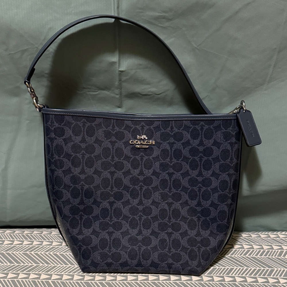 Coach Dark Blue Signature Shoulder Bag